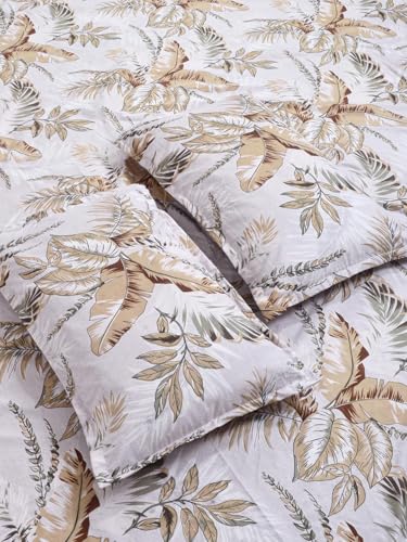 Image of Glace Cotton Single Bedsheet with 1 Pillow Cover | Soft, Durable, Lightweight & Skin-Friendly Fabric| Suitable for Single /Diwan Bed Size 4x6 feet (48x72 Inch) Almond