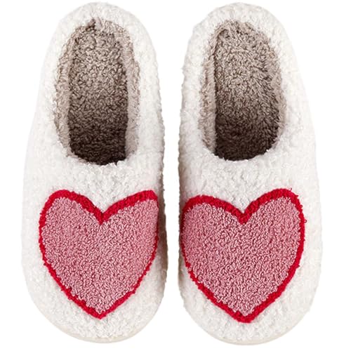 HIPINISS Heart Slippers Valentines Slippers House Slipper for Women Men Fluffy Slipper Memory Foam Womens House Shoes Outdoor Indoor Valentines Day Mothers Day Gifts Heart Valentine 41-42