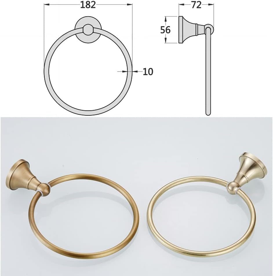LSLYTQ Brass Round European Antique Brushed Gold Round Towel Ring, Towel Rack, Hand Towel Holder