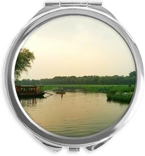 Sunset Lake View Photography Hand Compact Mirror Round Portable Pocket Glass