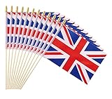 Ckexin 25Pack Small British UK Flag Handheld Mini Britain Flag on Stick 5x8 Inch