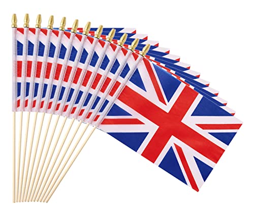 Ckexin 25Pack Small British UK Flag Handheld Mini Britain Flag on Stick 5x8 Inch by Ckexin - Used condition - US$8.90
