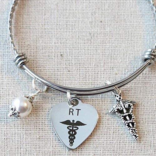 RT Respiratory Therapist Charm Bracelet, RRT Respiratory Care Therapy Graduation Gift, RT Graduation Bracelet Gift, Radiation Therapist Gift, RT Thank You Jewelry