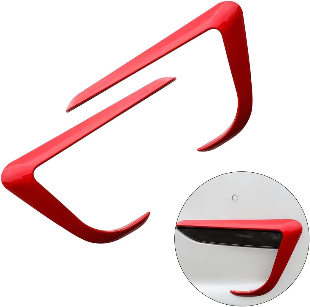 for Tesla Model Y Front Fog Light Trim Cover Fog Lamp Frame Blade Trim Eyebrow Spoiler for Tesla Model Y 2017 2018 2019 2020 2021 2022 2023 2024 (red)