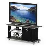 Furinno 13239GYW/BK Simplistic Entertainment TV Stand with Storage Bin, French Oak Grey/Black, French Oak Grey/Black
