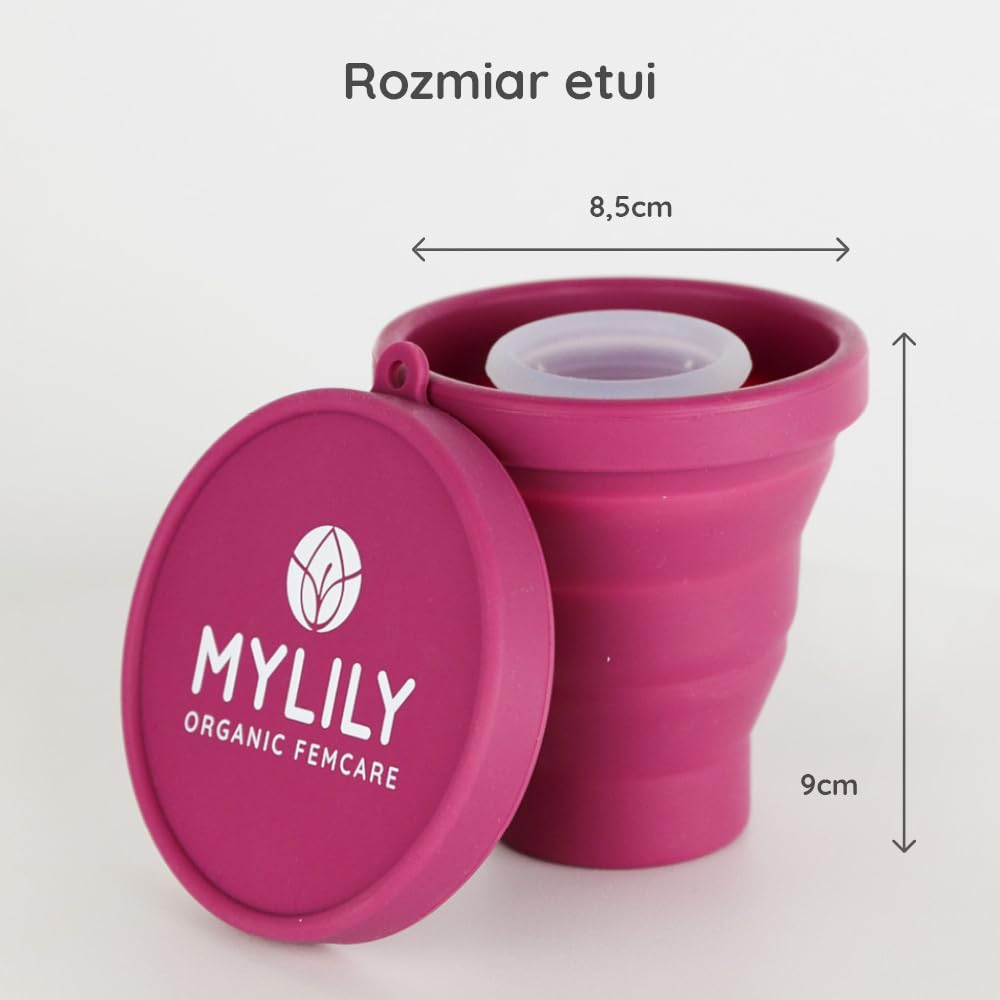 MYLILY® Kubeczki menstruacyjne do czyszczenia i przechowywania | sterylizator do wszystkich rodzajów kubeczków menstruacyjnych | składane etui do mikrofalówki | 100% silikon medyczny