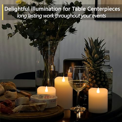TECHLONG Flameless Candles Battery Operated with Remote Timer, 3D Moving Flame Flickering, Last 600+ Hours Battery Candles, 3" x 5" Ivory Real Wax Electric LED Candle for Wedding Party, Set of 2 by TECHLONG - Image 6