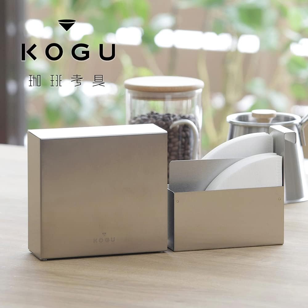 下村企販 KOGU 44585 Tsubamesanjo Coffee Filter Case, Stainless Steel, [Made in Japan] Dust Guard with Lid, For 1-2 Cups, 2-4 Cups, Conical, Trapezoid, Storage of 100 Pieces, Dividers Included