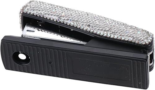 Miniatura 5 de dohobby Grapadora de cristal con diamantes de imitación, grapadora de oficina para oficina, bonito kit de oficina, elegante accesorio de escritorio