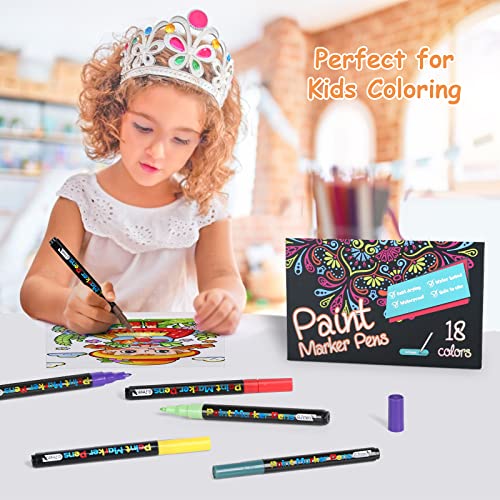 Yuniss 18 Colors Acrylic Paint Pens, Paint Markers For Rock Painting Wood Canvas Fabric Glass Ceramic Easter Eggs Pumpkin (0.7Mm) #TOP4