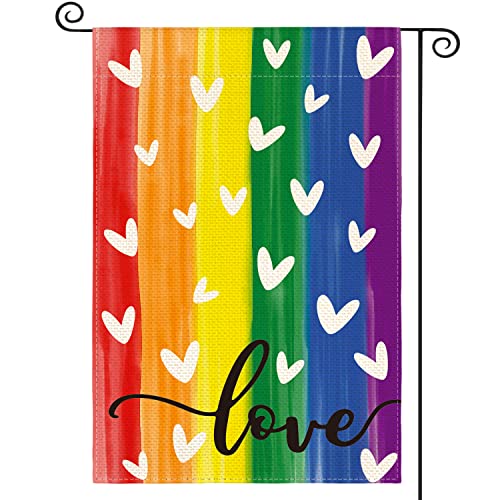 Drapeau de jardin LGBTQ robuste double face pour extérieur coloré