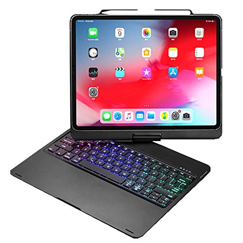 Ipad Pro 12.9 2018 Tastaturhülle, Kabellose Bluetooth Tastaturhülle Mit Hintergrundbeleuchtung, Um 360 ° Drehbare Tastatur Und 120