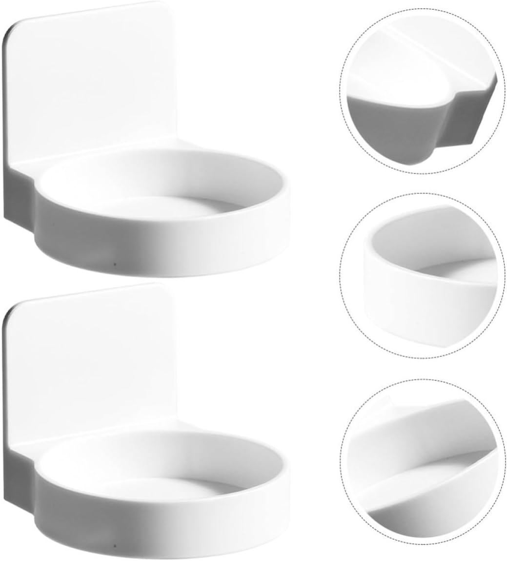 2pcs Wall Mounted Bottle and Cup Holder, ABS White Adhesive Rack