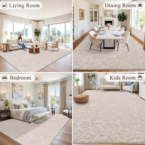 Tapete decorativo Boho 8x10 Beige para sala y dormitorio miniatura 4