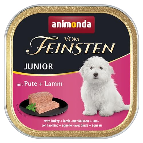 animonda vom Feinsten Hundefutter nass mit Pute + Lamm (6 x 150g), Welpen getreidefreies Hundefutter ohne Zucker, mit frischen, fleischigen Zutaten