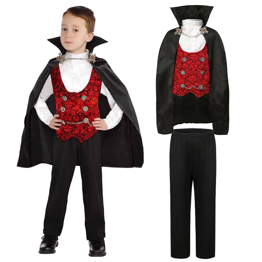 Lingway Toys Kids Vampire of Darkness Costume for Boys Halloween Dress Up Parties with Accessories