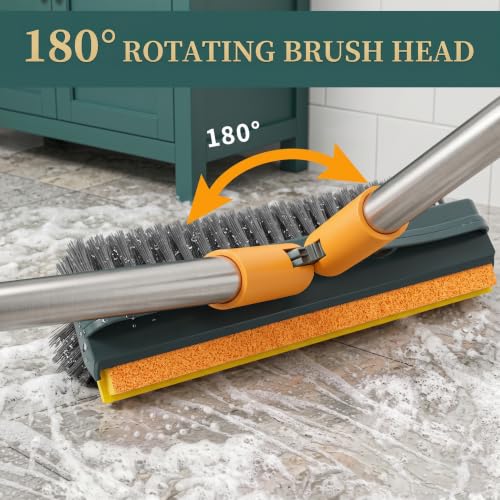 Image of 3-in-1 Bathroom Cleaning Brush with Wiper - Bathroom Cleaning Brush Long Handle 180 Rotate Toilet Brush Bathroom Tiles Cleaning, Wiper Floor for Kitchen Bathroom Cleaning