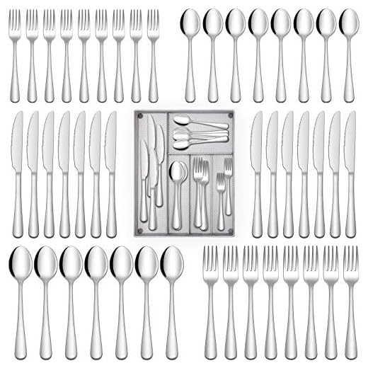 Hiware 40-Piece Silverware Set with Organizer Tray for 8, Stainless Steel Flatware Cutlery Set For Home Kitchen Restaurant Hotel, Mirror Polished, Dishwasher Safe