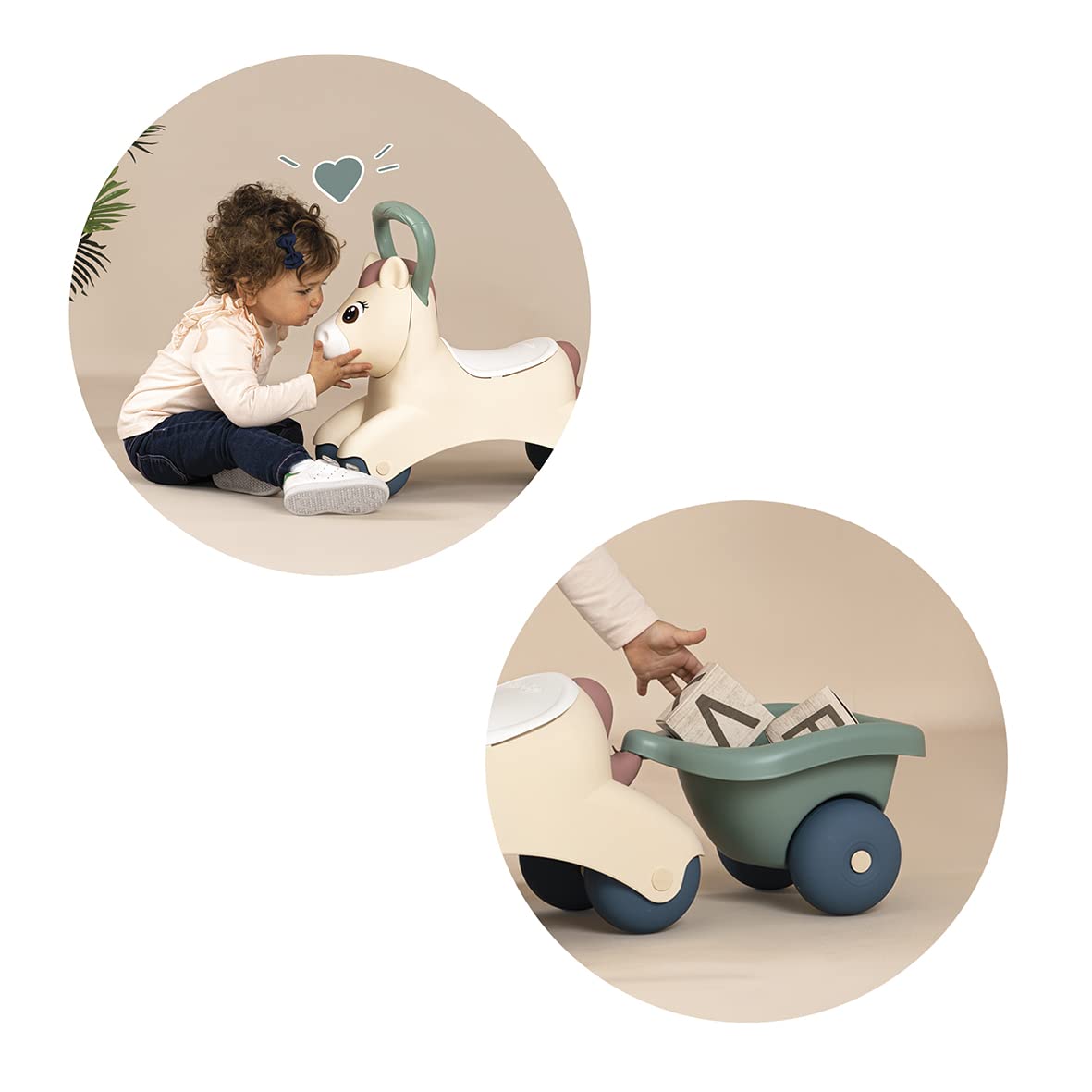 Smoby Little Portabebés Baby Pony Primera Edad Asas ergonómicas Remolque 12 Meses Fabricado en Francia