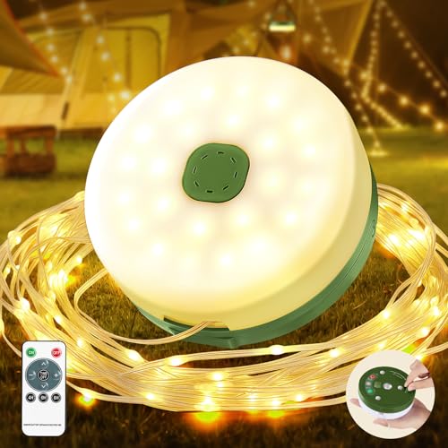 Camping Lichterkette Aufrollbar 10M 100 LEDs Wasserdicht Tragbar Vielseitig Outdoor Lichterkette mit 9 Beleuchtungsmodi USB Aufladung 2500mAh für Camping Garten