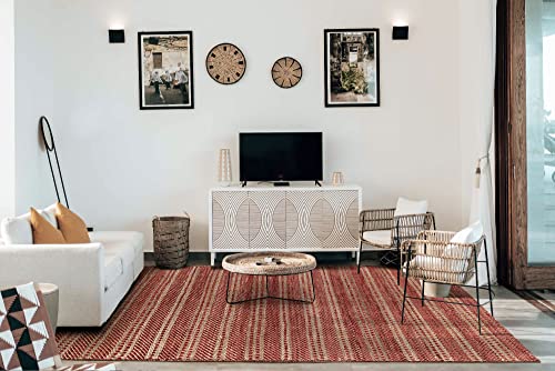 HAMID - Woll- und Jute-Teppich Olivia, Handgewebter Woll-Jute-Teppich für Wohnzimmer, Schlafzimmer,...