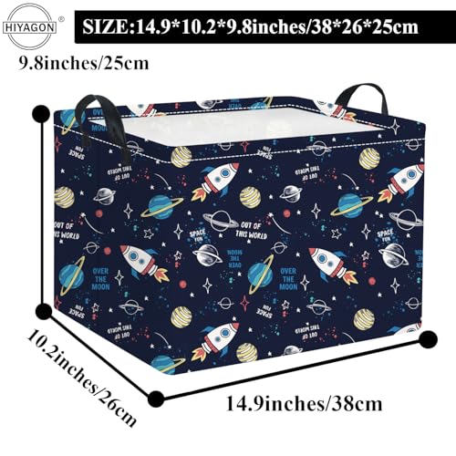 Image of Rectangular Space Basket for Boys Baby Storage Basket Storage Bin Organizer Box Room Decor(Rocket Planet)