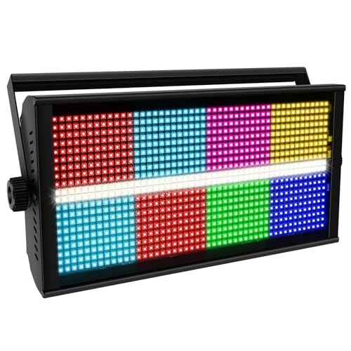 Image of LED Stage Strobe Light - 500W 960 LEDs RGBW DJ Strobe Light with 16 Zones Chasing by DMX RDM Control Sound Activated Auto Play Uplight for Event Club Bar Party Show Wedding Band Lighting