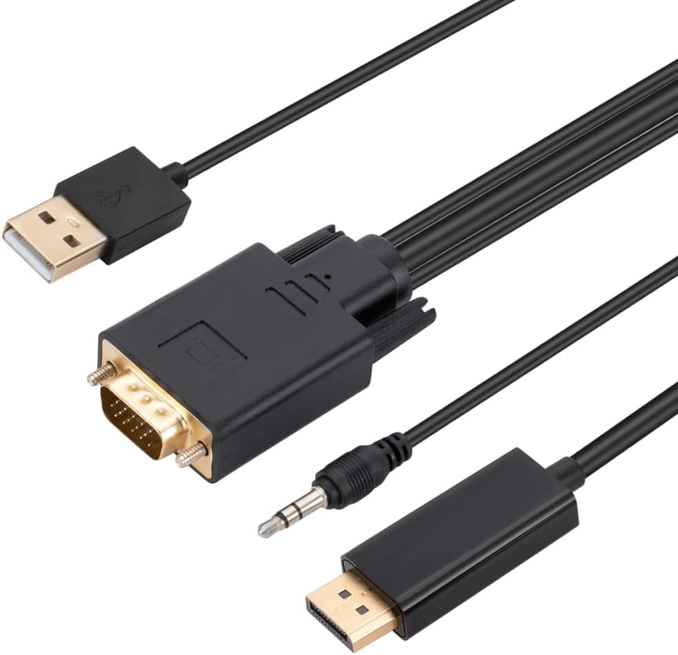 VGA to (DP) Cable 6ft DP Cord with VGA Ports to DP Monitors