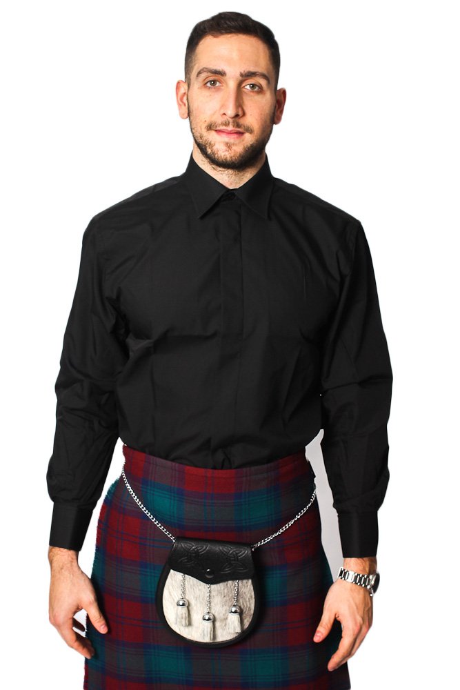 The Scotland Kilt Company Mens Standard Collar Formal Dress Shirt Black