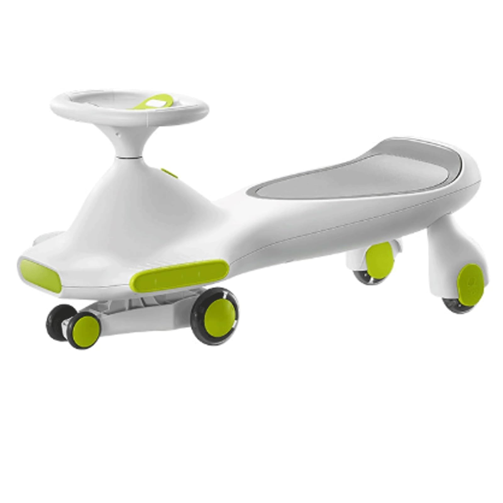 SDGBCXD Swing Car, Wiggle Car Wide Seat Pu Silent Wheel Colorful Lights Swing Ride On Toy Uses For Ages 3 And Up(White)