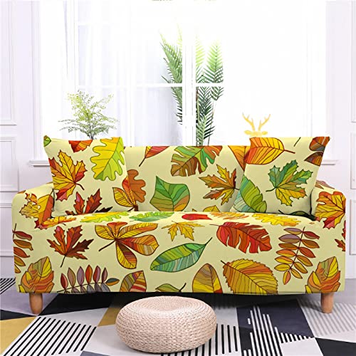 Ernzi Maple Leaves 3D Printed Sofa Cover,Leaves Stretch Sofa Slipcovers,Sofas And Benches Furniture Protector Cover,Polyester Non Slip Sofa Cover With Two Free Pillow Cases #TOP10
