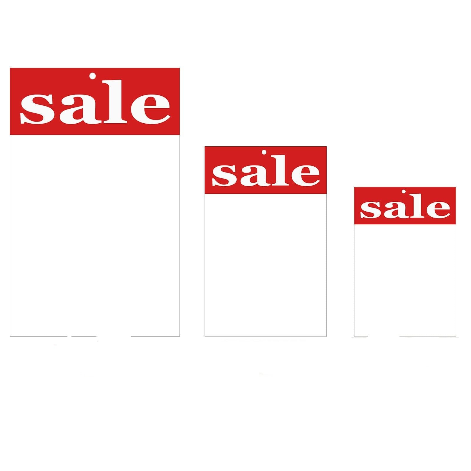 CompleteShopfittings 100x RED & White Sale Cards Tagging Gun Pricing Gun Hanger Swing Tickets (Large)