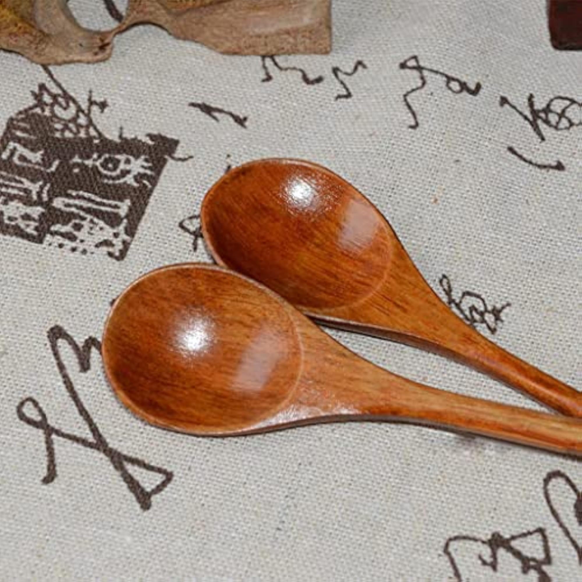 4x Wooden Long Handle Spoon 33.5cm Creative Tableware