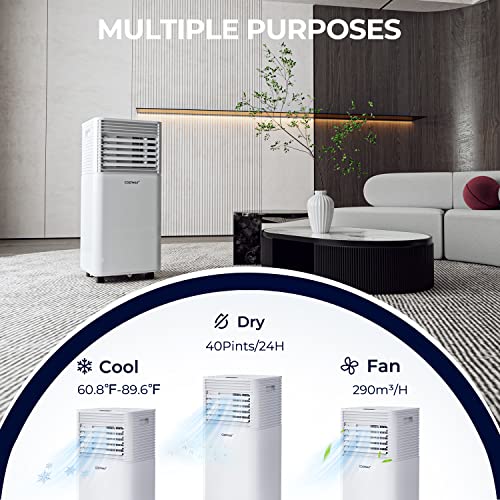 Costway Portable Air Conditioner, 8000Btu 4-In-1 Air Conditioner Cooling For Room Spaces Up To 230Sq.ft, With Remote Control, 24H Timer & Window Venting Kit, Multi-Function & Powerful Ac Unit With Sleep Mode, Suitable For Bedroom, Living Room, Office (8000Btu, White) #TOP2