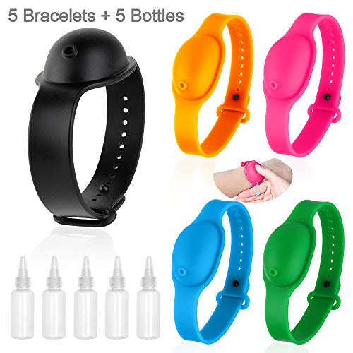 HINZER 5PCS Adult Kids Hand Gel Storage Wristband Dispenser with Squeeze Bottle