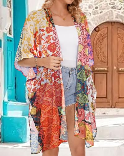 Image of Women's Kimono Beach Cover up for Summer Bathing Suits Cardigans Casual Loose Swimwear 2026