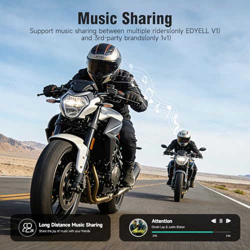 Image of EDYELL V1 Motorcycle Bluetooth Headset,24 Riders 2Km Helmet Intercom