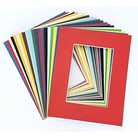 topseller100, Pack of 25 Sets 11x14 Mixed Colors Picture Mats Mattes Matting for 8x10 Photo + Backing + Bags Cover