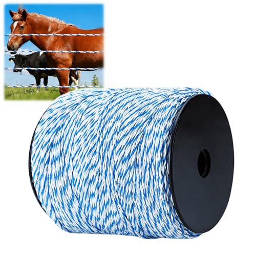 Qivine 500m Fil de Clôture Électrique, 6 Brins Corde de Clôture Électrique, Corde Conductrice en Acier Inoxydable, Accessoire de Haute Conductivité pour...
