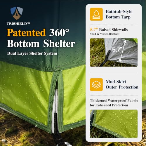 LET'S CAMP Carpa Camping Familiar para 10 Personas, 2 Habitaciones con Divisor, Verde miniatura 6