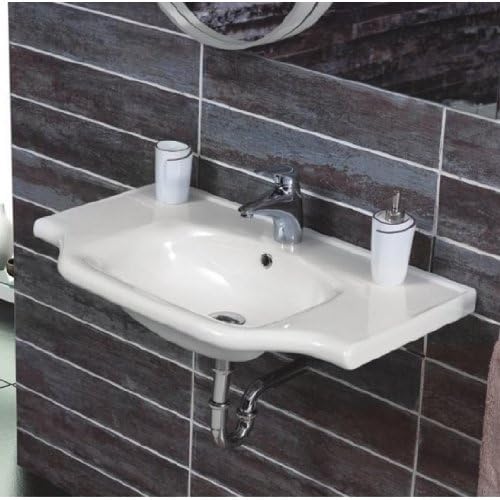 Yeni Klasik White Ceramic Rectangular Wall-Mounted Sink
