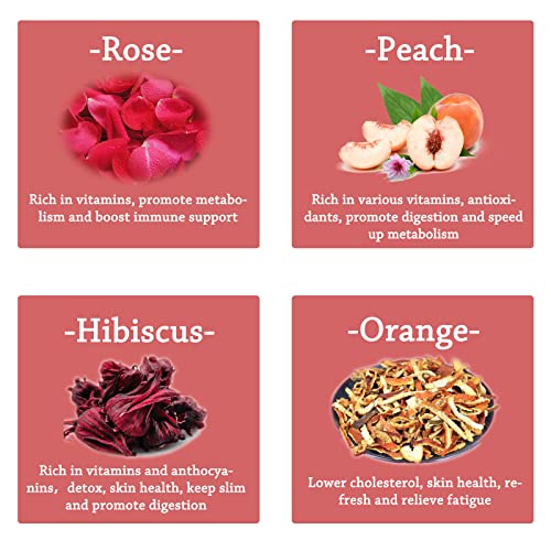 Rose Peach Hibiscus Loose Leaf Tea(120G) Bundle With Lemongrass Ginger Rose Herbal Tea Loose Leaf (120G), Organic Caffeine Free, Hot And Iced Tea #TOP2