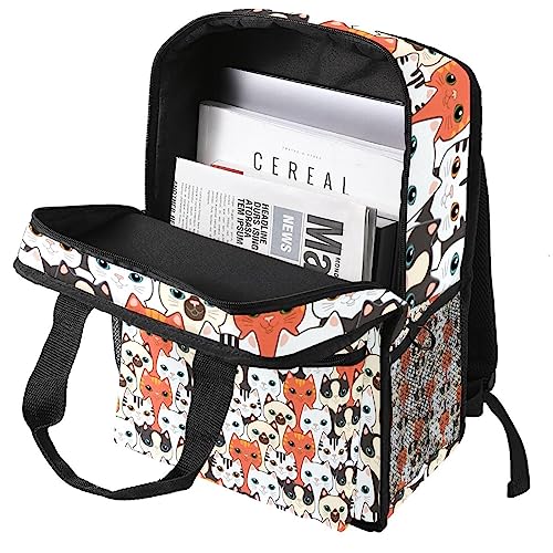 Sac à dos pour garçons chat de dessin animé compagnon joyeux multicolore