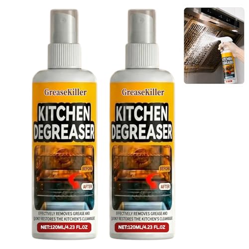 Grease Killer Spray- 120ML Greasekiller Grillreiniger Extra Stark Backofenreiniger & KüChenreiniger Gegen Eingebranntes Fett & öL Backofen Herdplatte Grill(2 Flaschen)