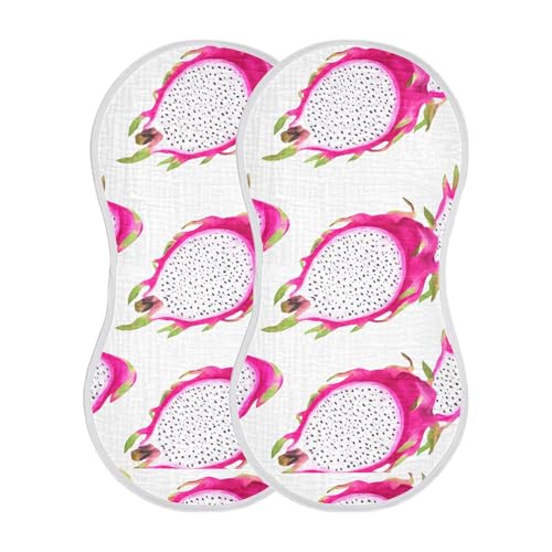 xigua Dragon Fruit Baby Burp Cloths for Newborn Boys and Girls 2 Pack, Soft & Absorbent Cotton Baby Burp Cloth, Baby Washcloths, Newborn Towel, Burp Rags2