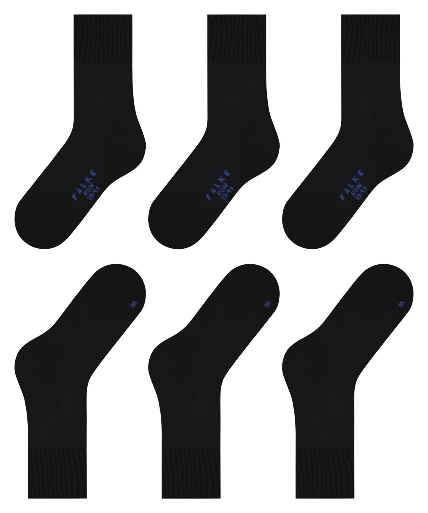 FALKE Socken Schwarz (Black 3000) 46-48 + Laufsocken Schwarz (Black-Mix 3010) 46-48