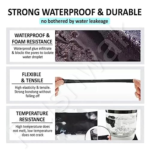 Image of Rushwak Crack Seal Agent 300g with Brush - Black Rubber Waterproof Glue for Roof Leakage and Tile Wall