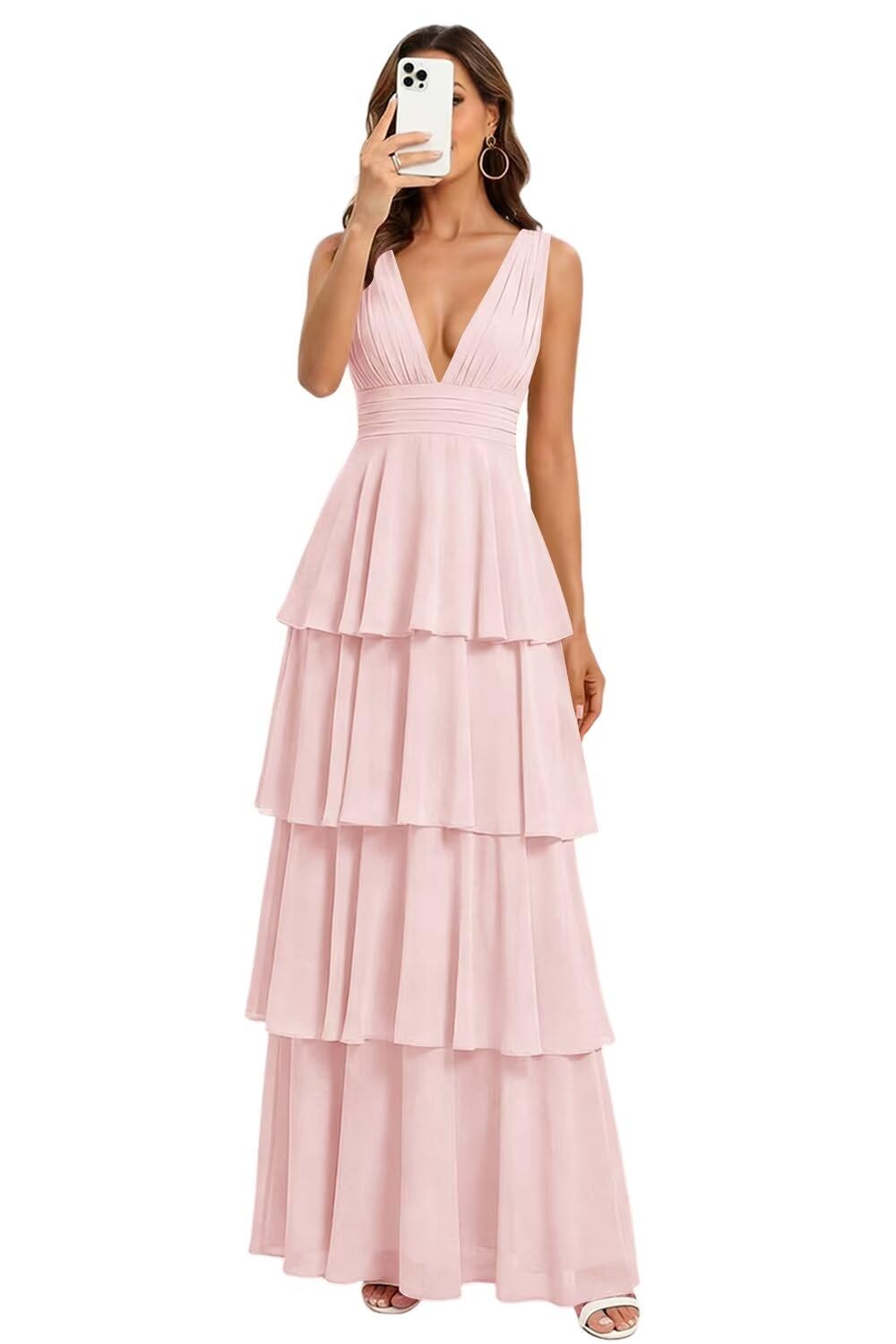 Misstree Tiered Bridesmaid Dresses for Women 2026 Long Chiffon Formal Evening Dresses MI064