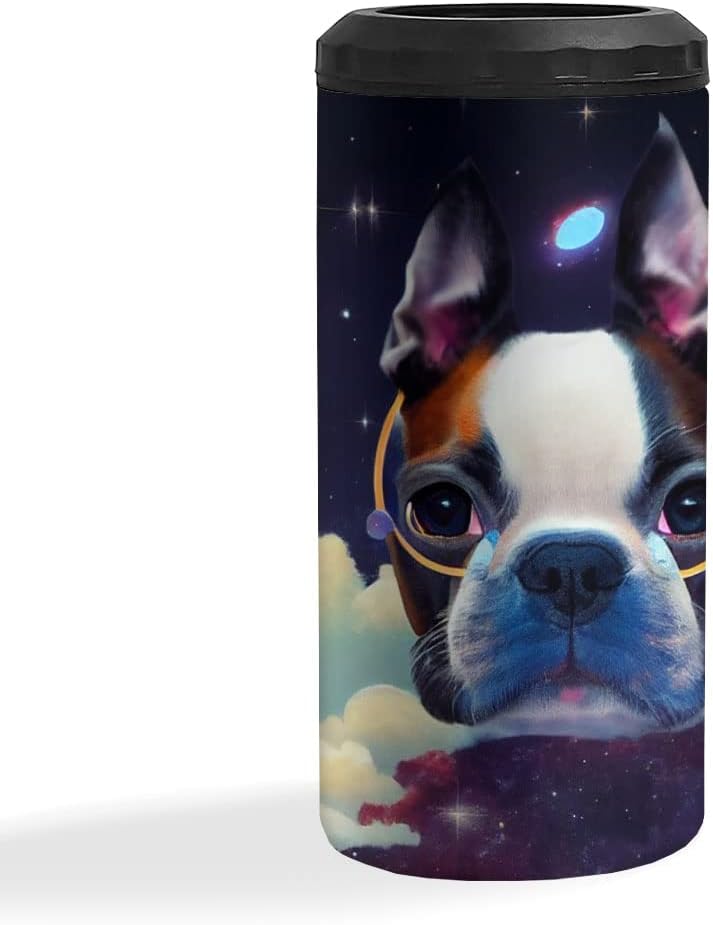 Boston Terrier Vintage Art Insulated Slim Can Cooler - Themed Can Cooler - Unique Insulated Slim Can Cooler