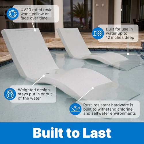Image of Step2 Vero Pool Lounger, in-Pool Chaise Lounge Chair for Tanning Ledges up to 12 in, Outdoor Patio Chair, Weighted, Grey w /Speck